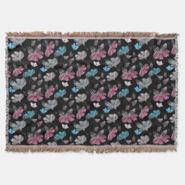 Flower and Butterflies Pattern  スローブランケット