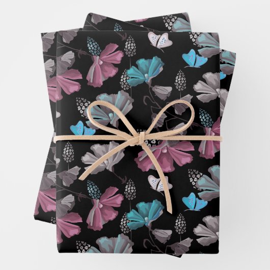 Flower and Butterflies Pattern  ラッピングペーパーシート (インサイチュ)