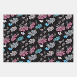 Flower and Butterflies Pattern  ラッピングペーパーシート