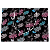 Flower and Butterflies Pattern  ラージペーパーバッグ (正面)