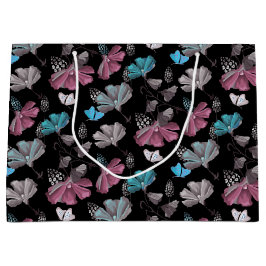Flower and Butterflies Pattern  ラージペーパーバッグ