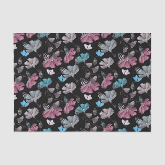 Flower and Butterflies Pattern  薄葉紙 (正面)