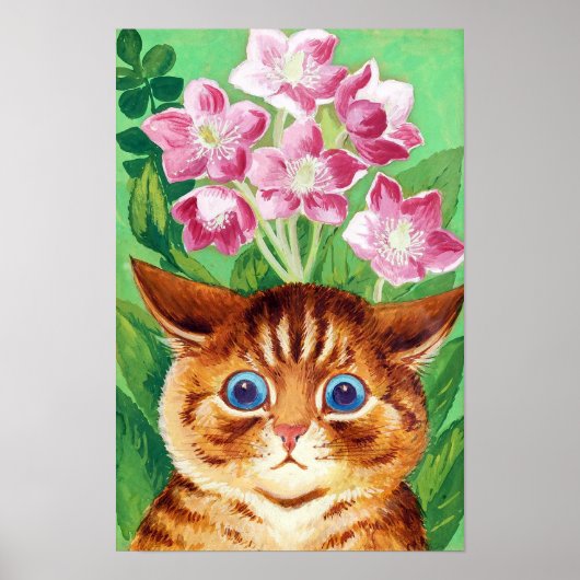 Flower and Cat, Louis Wain ポスター (正面)