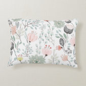 Flower and leaf pattern in tropical green and pink アクセントクッション (裏面)