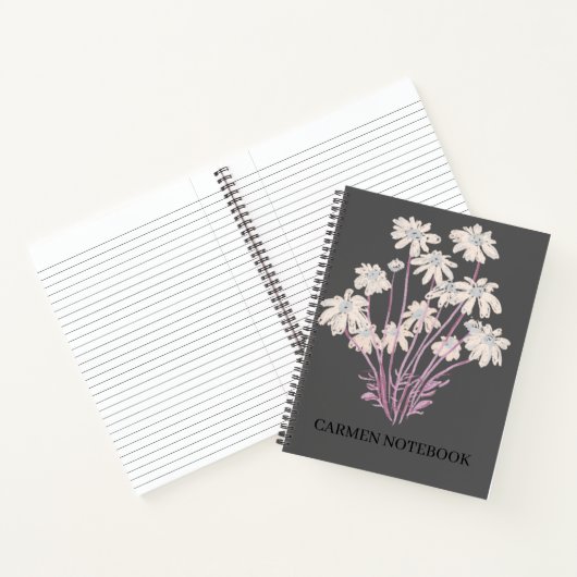 Flower Art Drawing Personalize Spiral Notebook ノートブック (内部)