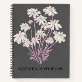 Flower Art Drawing Personalize Spiral Notebook ノートブック (正面)