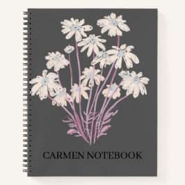 Flower Art Drawing Personalize Spiral Notebook ノートブック