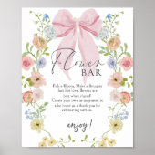 Flower Bar Baby Shower Card Gifts Sign ポスター (正面)