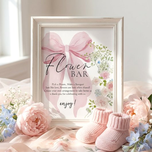 Flower Bar Baby Shower Card Gifts Sign ポスター
