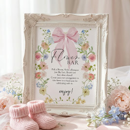 Flower Bar Baby Shower Card Gifts Sign ポスター
