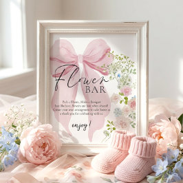 Flower Bar Baby Shower Sign ポスター