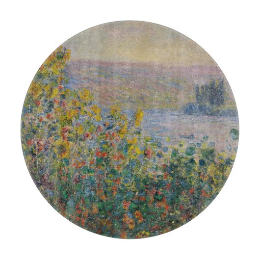 Flower Beds at Vétheuil, Impressionist Landscape カッティングボード (正面)