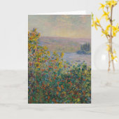 Flower Beds at Vétheuil, Impressionist Landscape カード (黄色い花)