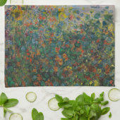 Flower Beds at Vétheuil, Impressionist Landscape キッチンタオル (折り畳み)