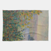 Flower Beds at Vétheuil, Impressionist Landscape キッチンタオル (横)