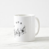 Flower bee ceramic mug  コーヒーマグカップ (正面右)