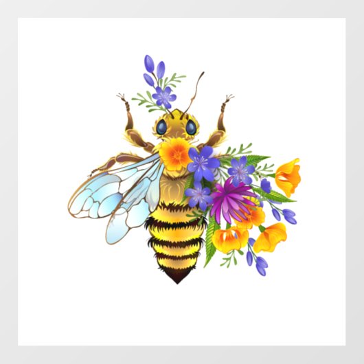 Flower bee with wild plants ウィンドウサイン (シート)