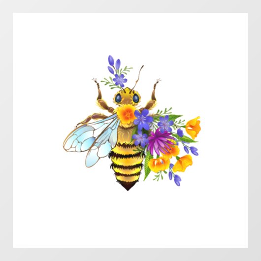 Flower bee with wild plants ウィンドウサイン (シート)