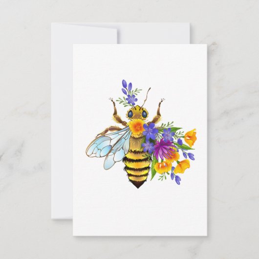 Flower bee with wild plants サンキューカード (正面)