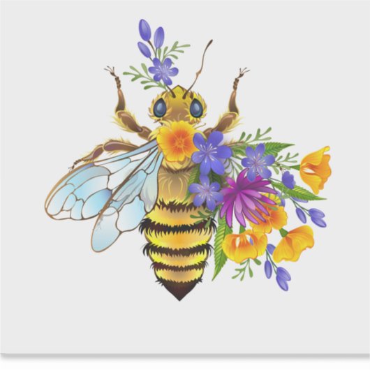 Flower bee with wild plants シール (正面)