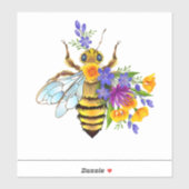 Flower bee with wild plants シール (シート)