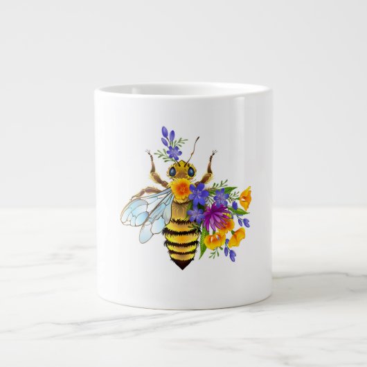 Flower bee with wild plants ジャンボコーヒーマグカップ (正面)