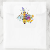 Flower bee with wild plants スクエアシール (バッグ)