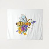Flower bee with wild plants タペストリー (正面(横))