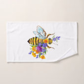 Flower bee with wild plants ハンドタオル (ハンドタオル)
