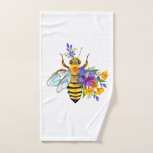 Flower bee with wild plants ハンドタオル (ハンドタオル)