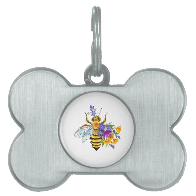 Flower bee with wild plants ペットネームタグ (正面)