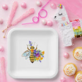 Flower bee with wild plants ペーパープレート (パーティー)