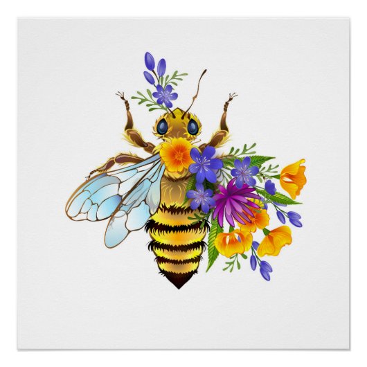 Flower bee with wild plants ポスター (正面)