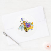 Flower bee with wild plants ラウンドシール (封筒)