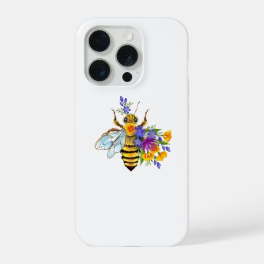 Flower bee with wild plants iPhoneケース (裏面)