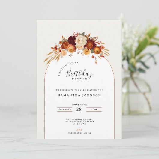 Flower Birthday Dinner Party Invitation 招待状 (スタンド正面)