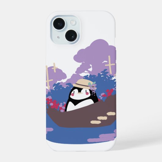 Flower Boat Penguin iPhone 15ケース (裏面)