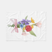Flower Bouquet Fleece Blanket – Cozy Floral Home  フリースブランケット (正面(横))