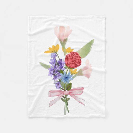 Flower Bouquet Fleece Blanket – Cozy Floral Home  フリースブランケット (正面)