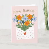 Flower Bouquet Happy Birthday for Her Gift カード (正面)