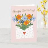 Flower Bouquet Happy Birthday for Her Gift カード (黄色い花)