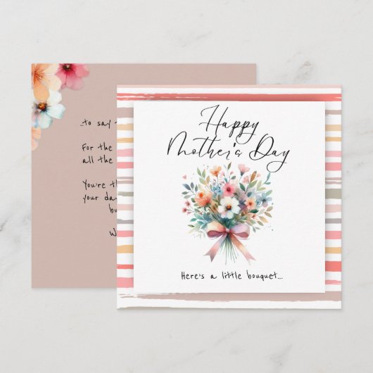 Flower bouquet Happy Mother’s Day 招待状 (正面/裏面)