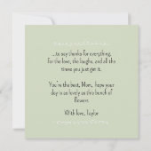 Flower Bouquet Happy Mother's Day green background カード (裏面)