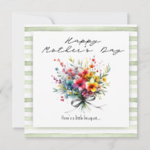 Flower Bouquet Happy Mother's Day green background