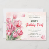 Flower bouquet tulips birthday 招待状 (正面)