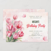 Flower bouquet tulips birthday 招待状 (正面/裏面)