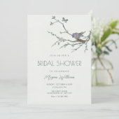 Flower branch bird bridal shower 招待状 (スタンド正面)
