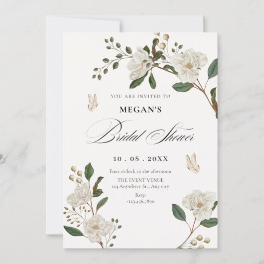 Flower branch bridal shower 招待状 (正面)