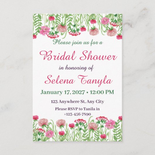 Flower Bridal Shower Invitation Card 招待状 (正面)