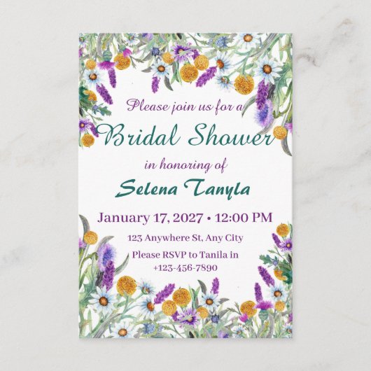 Flower Bridal Shower Invitation Card 招待状 (正面)
